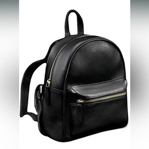 Black Faux Leather Mini Backpack